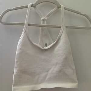 Free People Movement White Ribbed Crop Top
